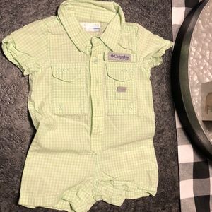 Columbia PFG Green Gingham Romper